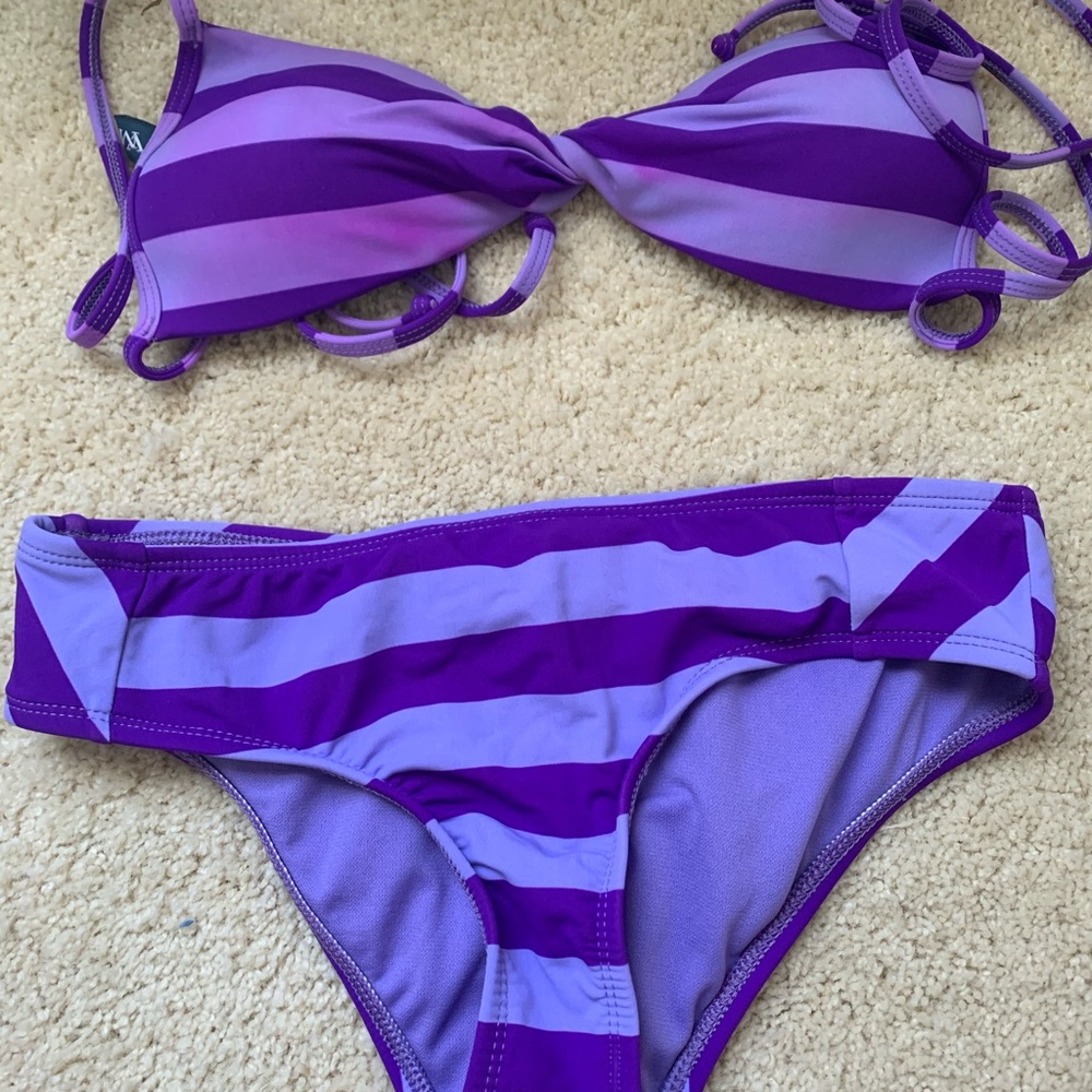 Purple striped bikini